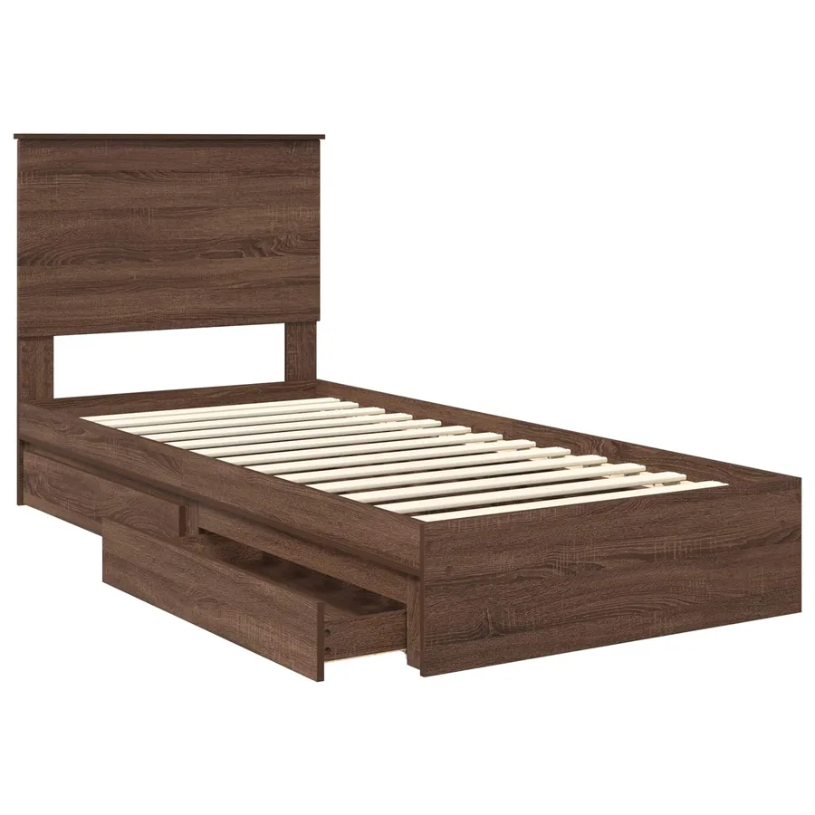 Lit de Rangement Chêne brun 75 x 190 cm Bois d'ingénierie - 5