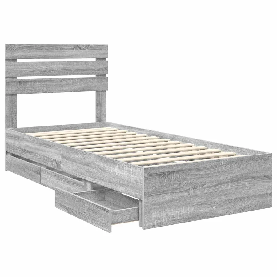 Cadre de lit Gris Sonoma 90 x 190 cm Bois Ingénierie - 5