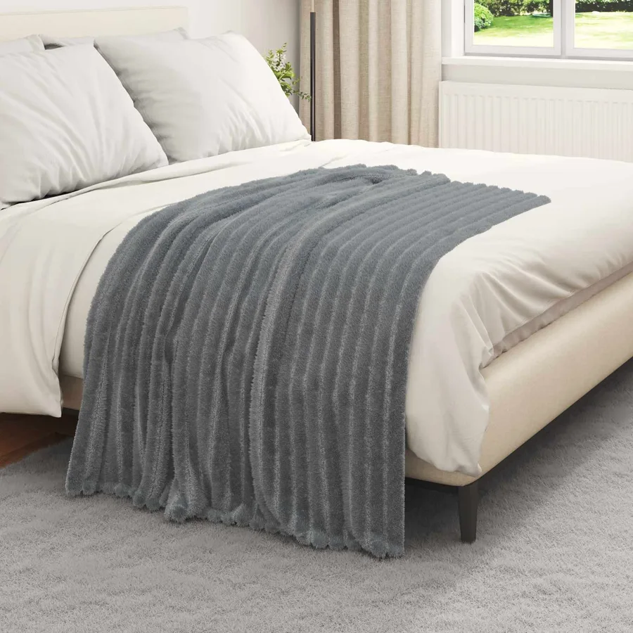 Couvertures à jeter 6 pcs Gris foncé 150 x 130 cm Toison - 3