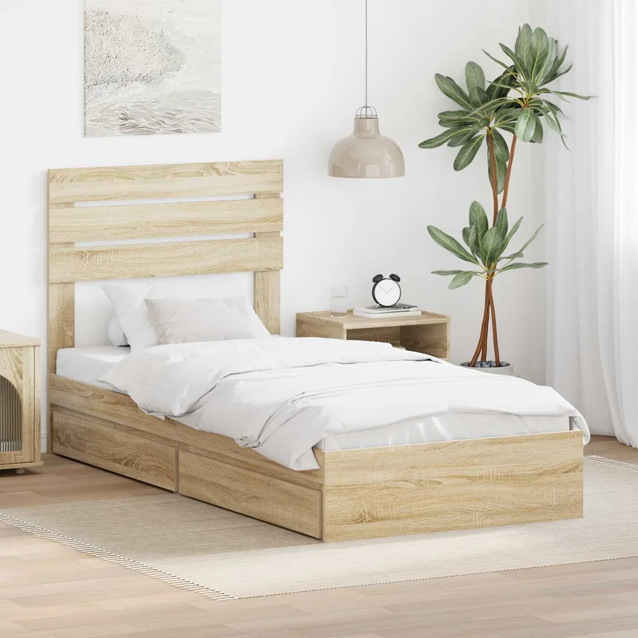 Lit de Rangement Chêne Sonoma 90 x 190 cm Bois d'ingénierie