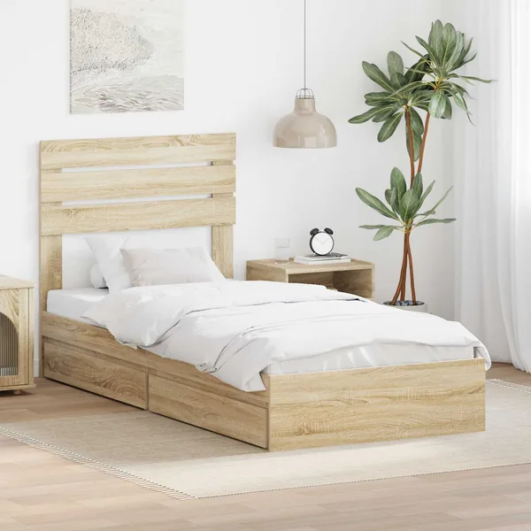 Lit de Rangement Chêne Sonoma 90 x 190 cm Bois d'ingénierie