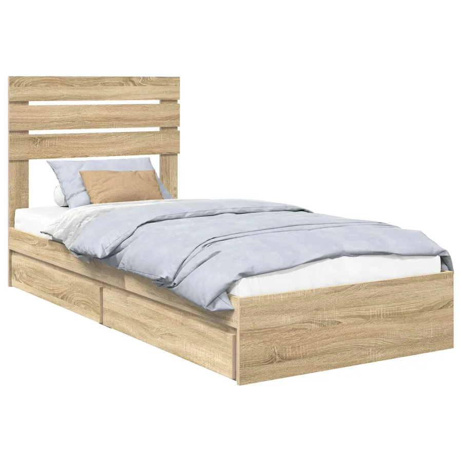Lit de Rangement Chêne Sonoma 90 x 190 cm Bois d'ingénierie - 2