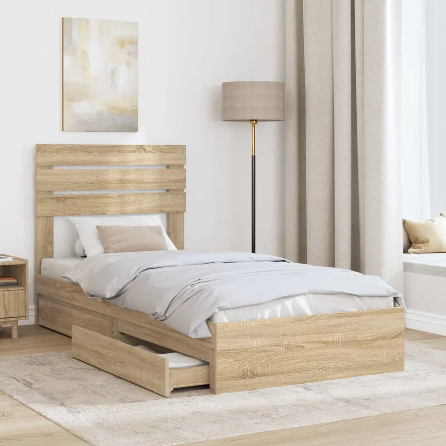 Lit de Rangement Chêne Sonoma 90 x 190 cm Bois d'ingénierie - 3