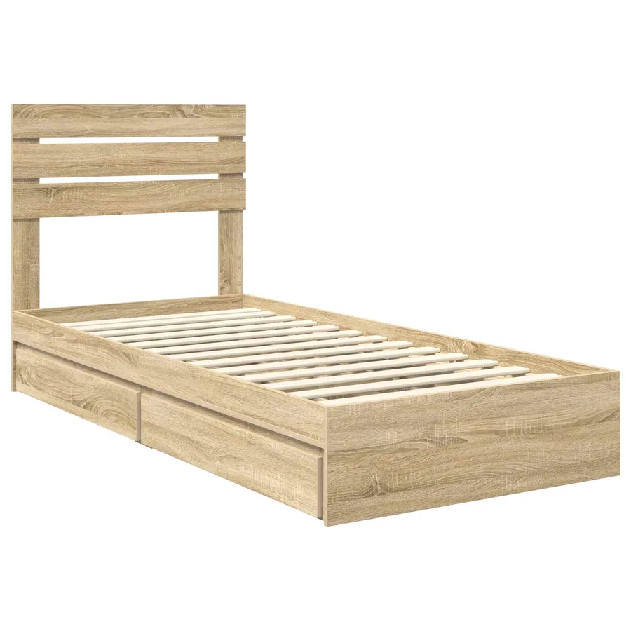 Lit de Rangement Chêne Sonoma 90 x 190 cm Bois d'ingénierie - 4