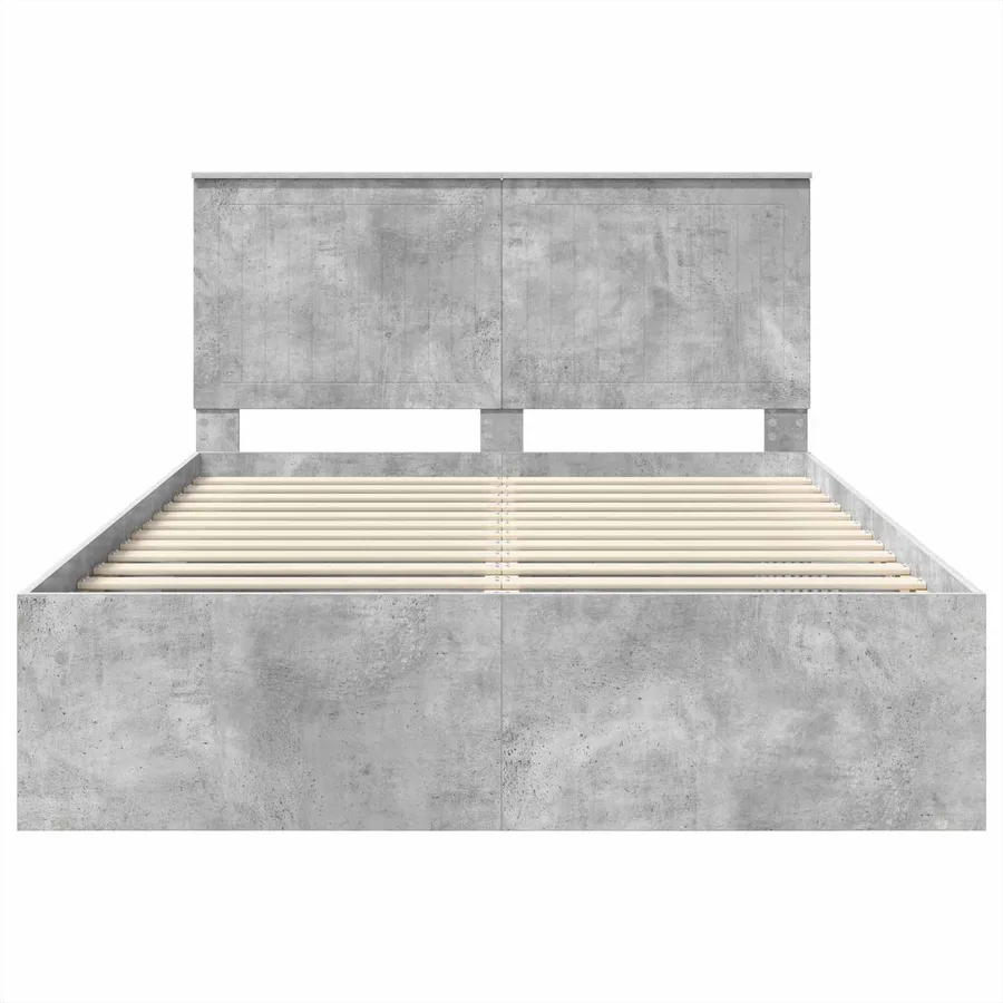 Cadre de lit Gris Béton 135 x 190 cm Bois de pin massif - 7