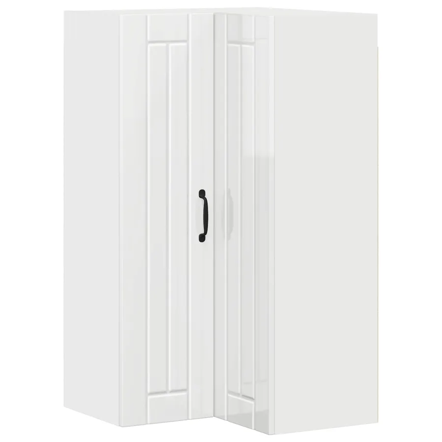 Cabinet d'angle mural LUCCA Blanc brillant 57 x 57 x 100 cm - 2