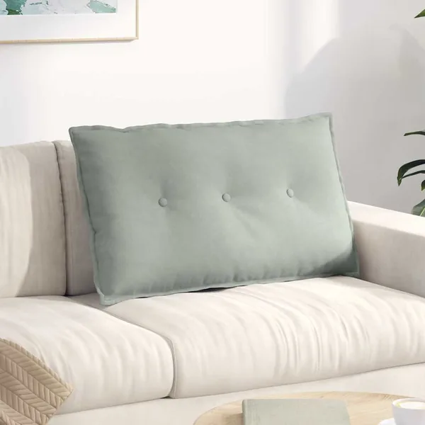 Coussin de Dos Gris clair 80 x 50 cm Tissu en velours côtelé