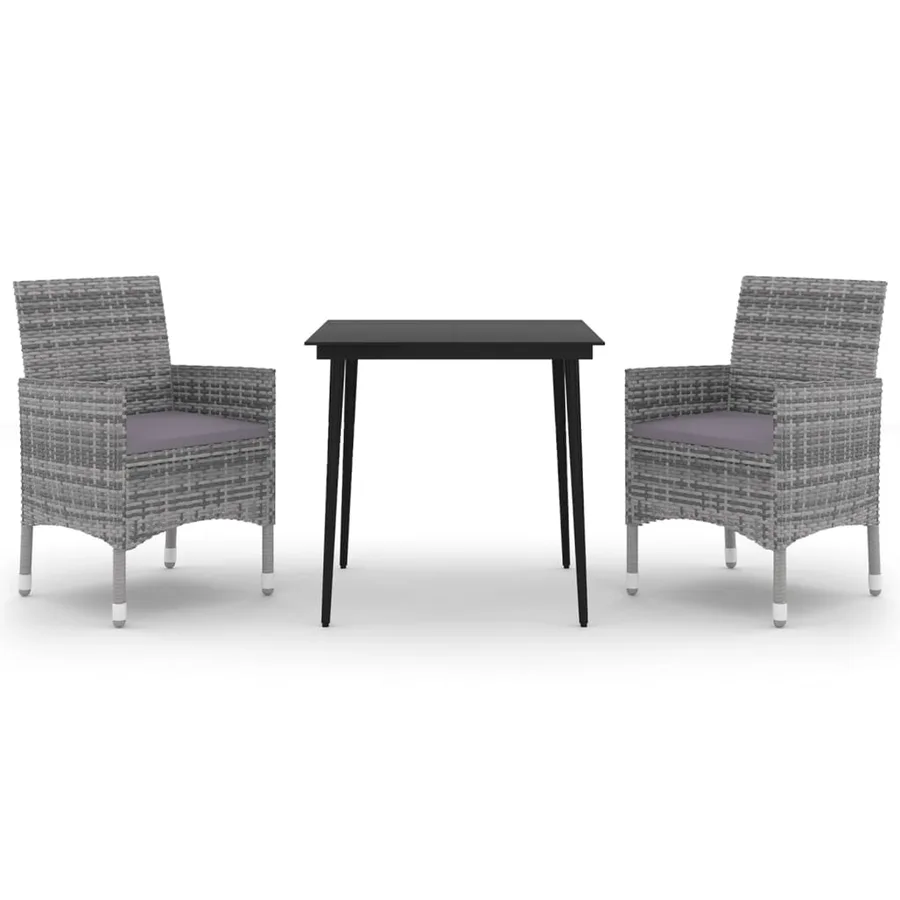 Ensemble à manger de jardin coussins 3 pcs Résine tressée Verre - 2