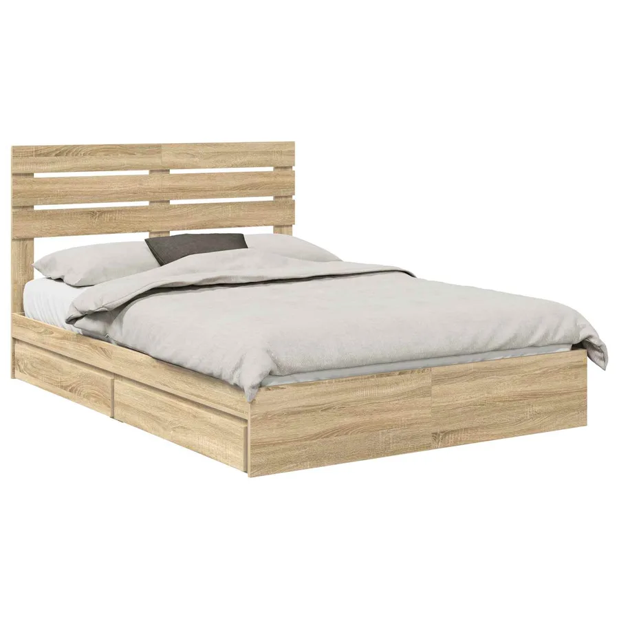 Lit de Rangement Chêne Sonoma 140 x 200 cm Bois d'ingénierie - 2
