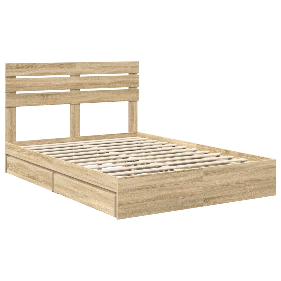Lit de Rangement Chêne Sonoma 140 x 200 cm Bois d'ingénierie - 4