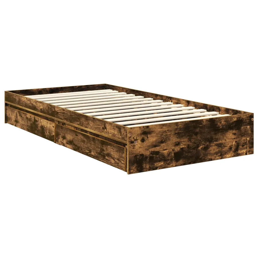 Lit de Rangement Chêne fumé 100 x 200 cm Bois d'ingénierie - 6
