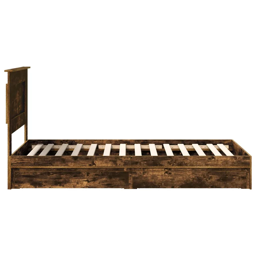 Lit de Rangement Chêne fumé 100 x 200 cm Bois d'ingénierie - 9