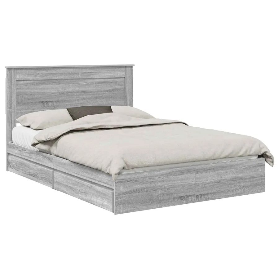 Lit de Rangement Gris Sonoma 160 x 200 cm Bois d'ingénierie - 2