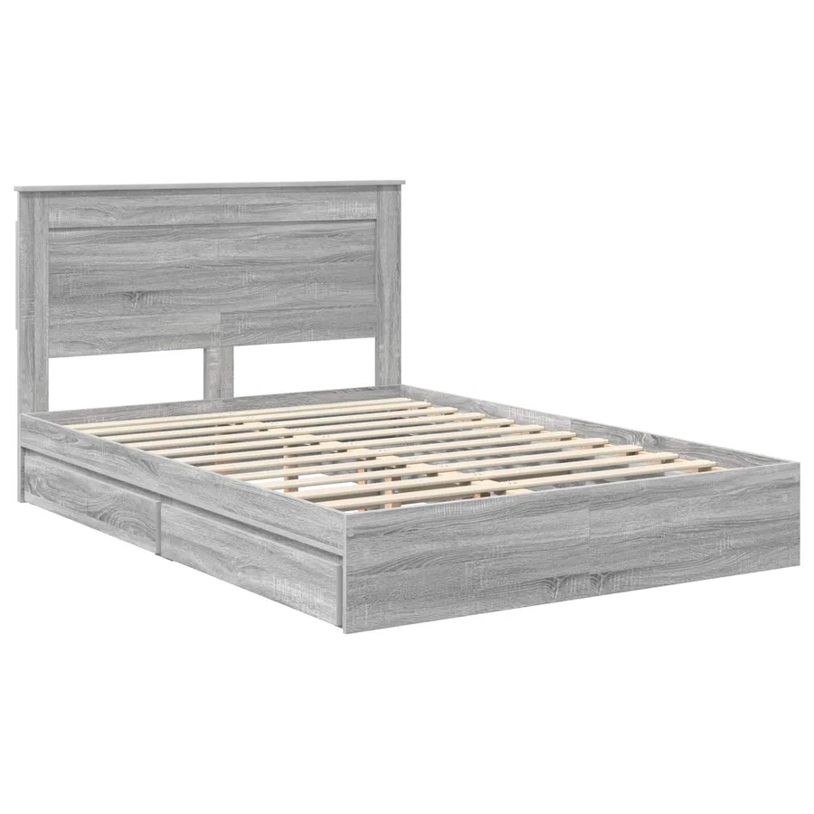 Lit de Rangement Gris Sonoma 160 x 200 cm Bois d'ingénierie - 4