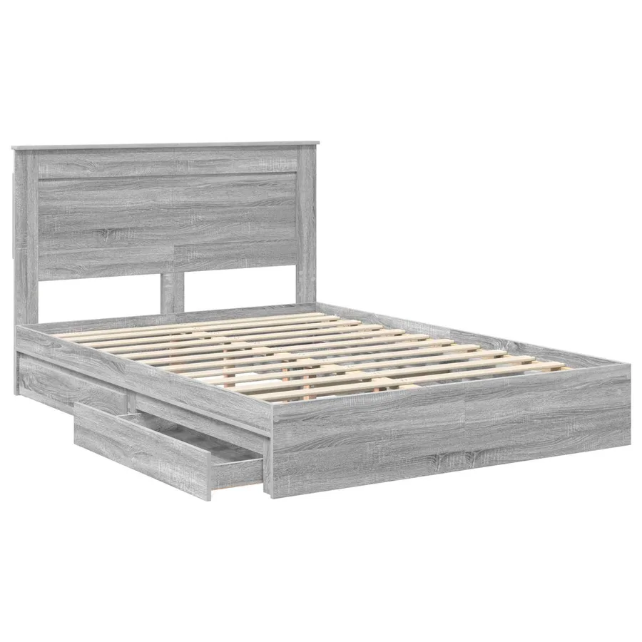 Lit de Rangement Gris Sonoma 160 x 200 cm Bois d'ingénierie - 5