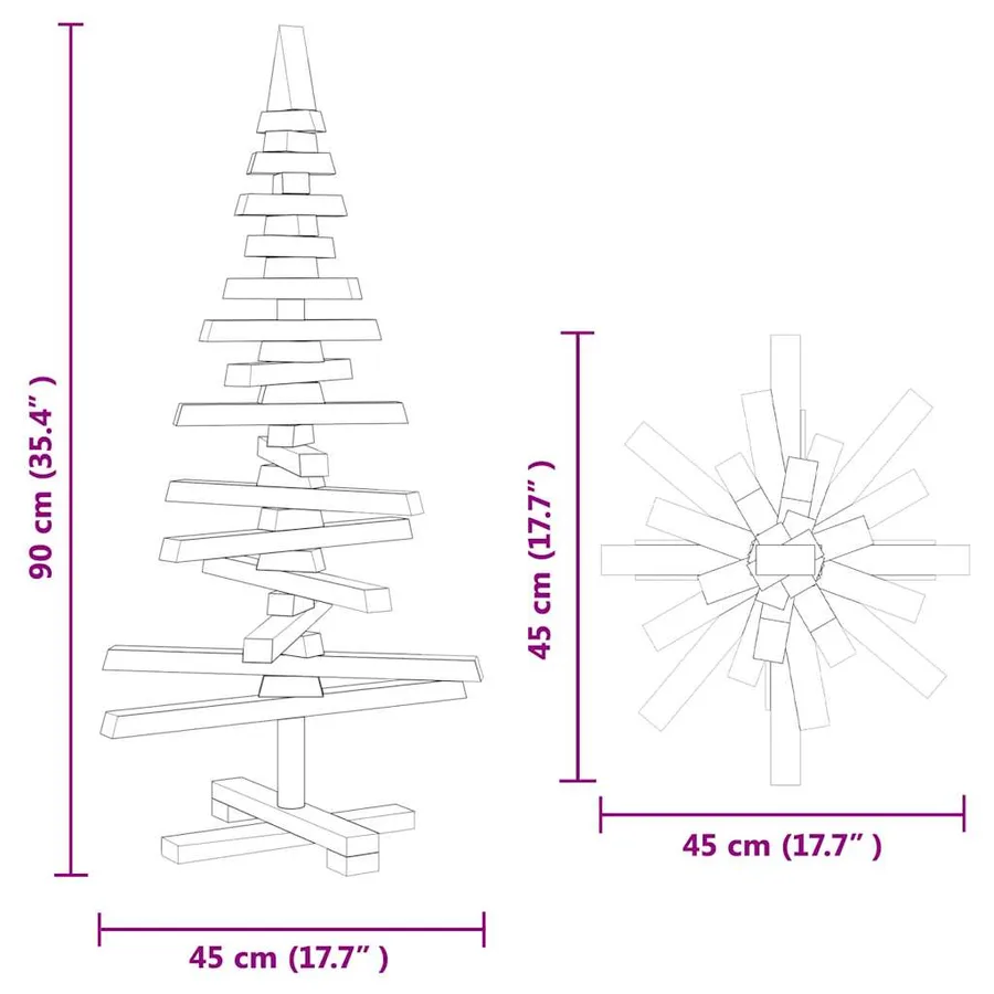 Arbre de Noël en bois Marron 90 cm Bois massif en pin - 11