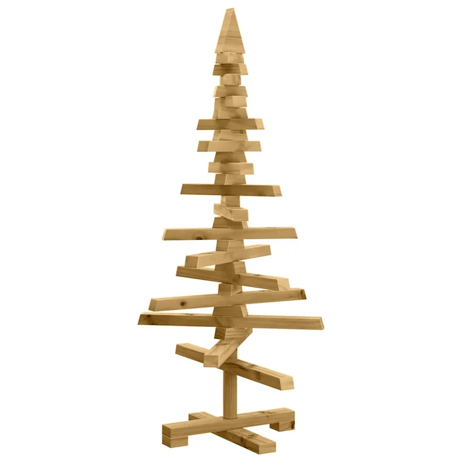 Arbre de Noël en bois Marron 90 cm Bois massif en pin - 2