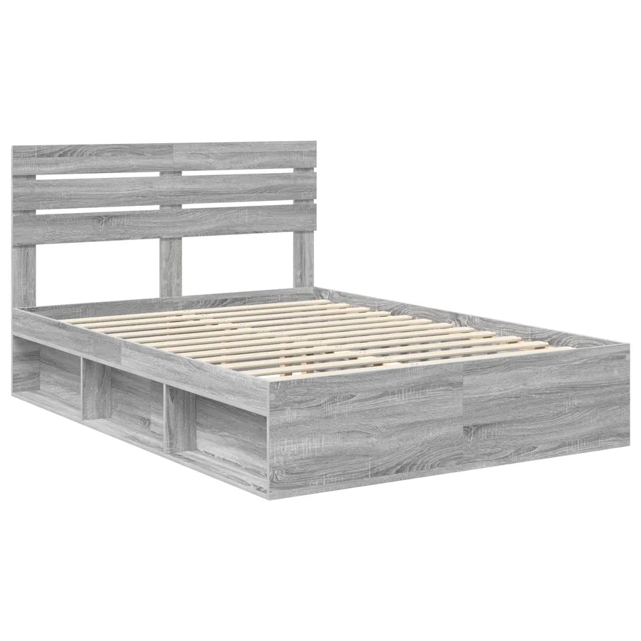 Cadre de lit Gris Sonoma 140 x 190 cm Pin massif - 4