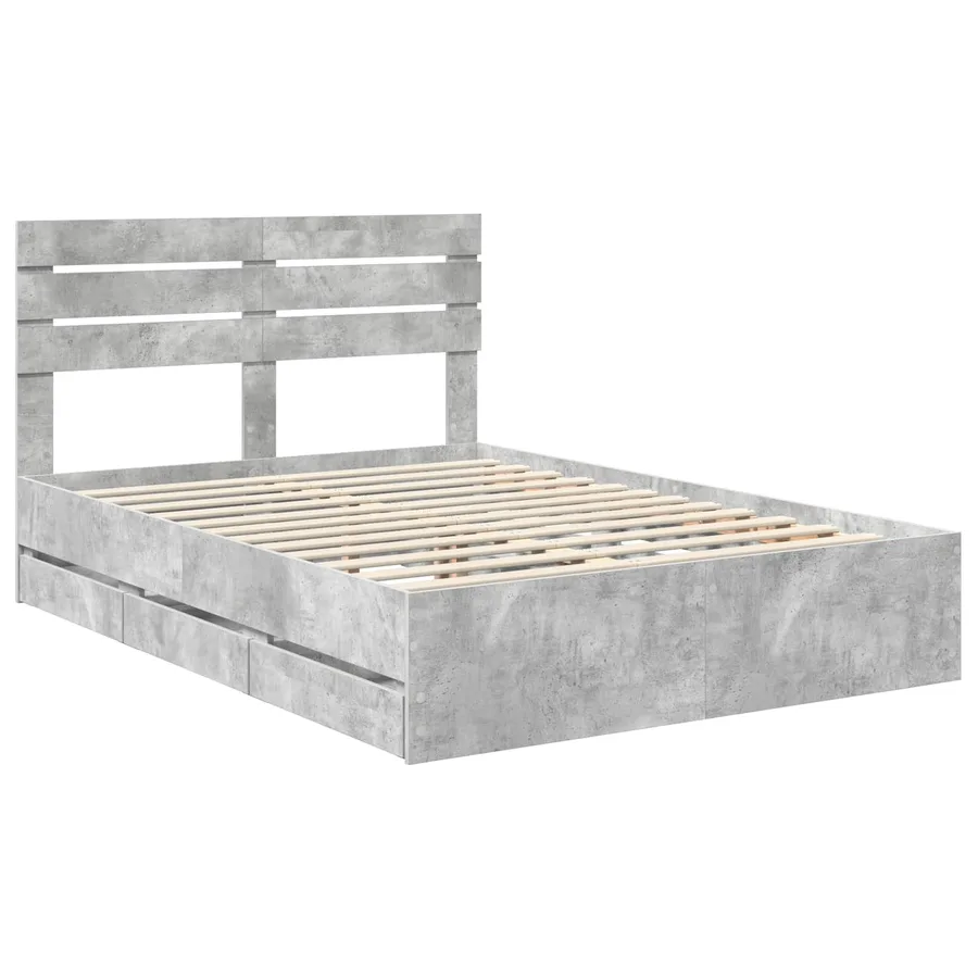 Cadre de lit Gris béton 140 x 190 cm Bois Ingénierie - 4