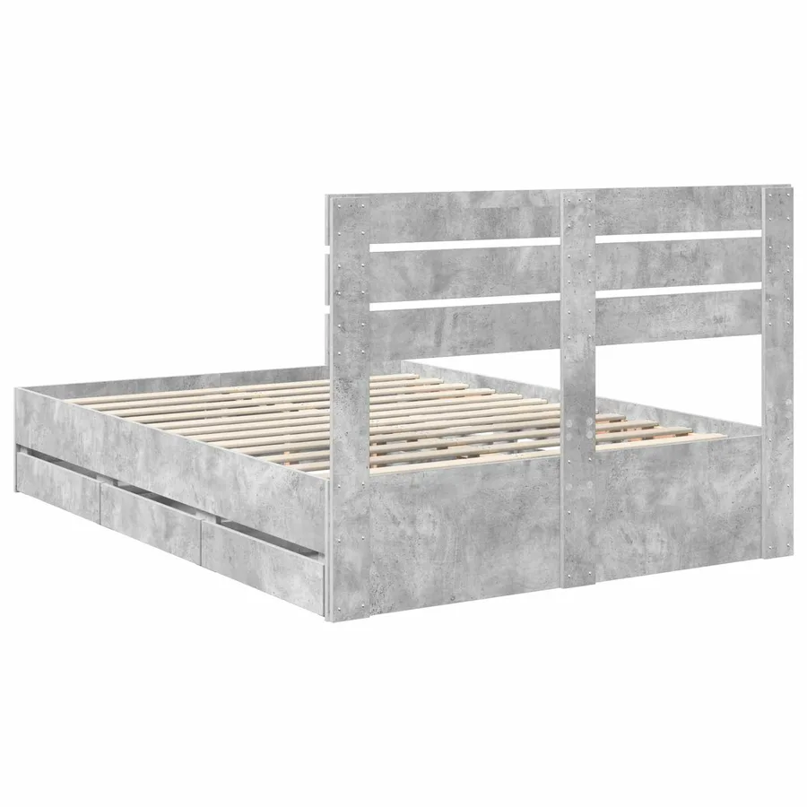 Cadre de lit Gris béton 140 x 190 cm Bois Ingénierie - 8