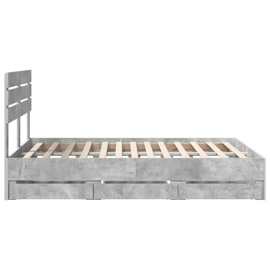 Cadre de lit Gris béton 140 x 190 cm Bois Ingénierie - 9