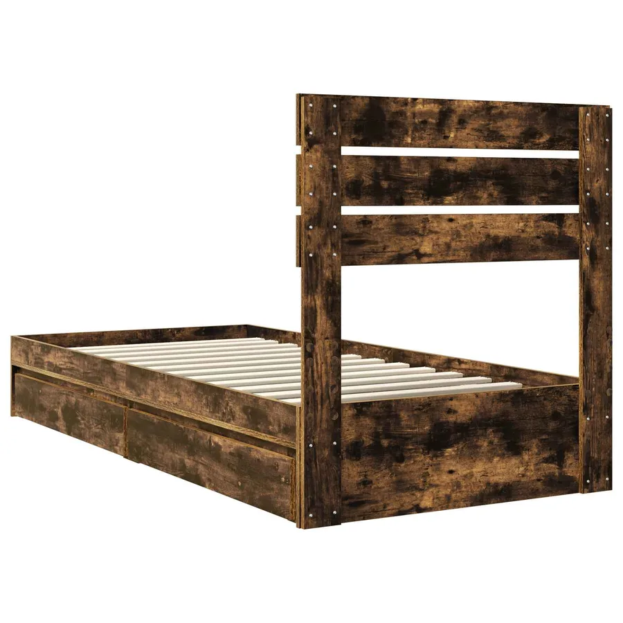 Lit de Rangement Chêne fumé 90 x 190 cm Bois d'ingénierie - 8