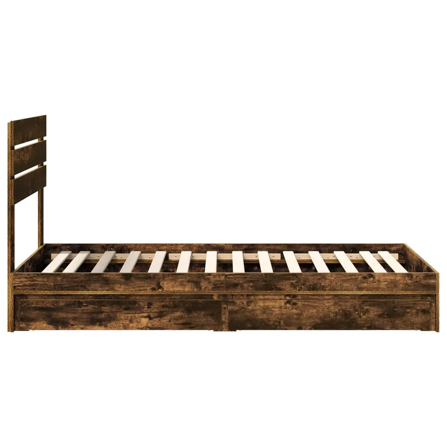 Lit de Rangement Chêne fumé 90 x 190 cm Bois d'ingénierie - 9