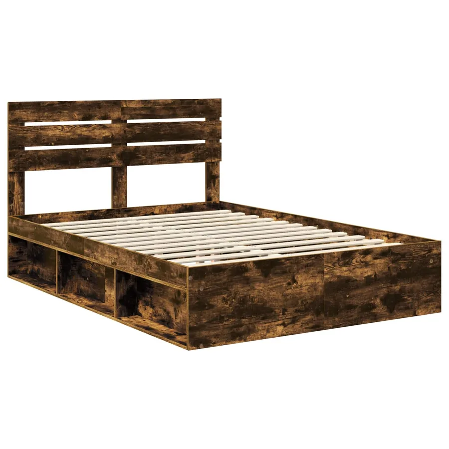 Cadre de lit Chêne fumé 150 x 200 cm Pin massif - 4