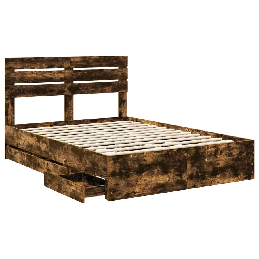 Cadre de lit Chêne fumé 150 x 200 cm Bois Ingénierie - 5