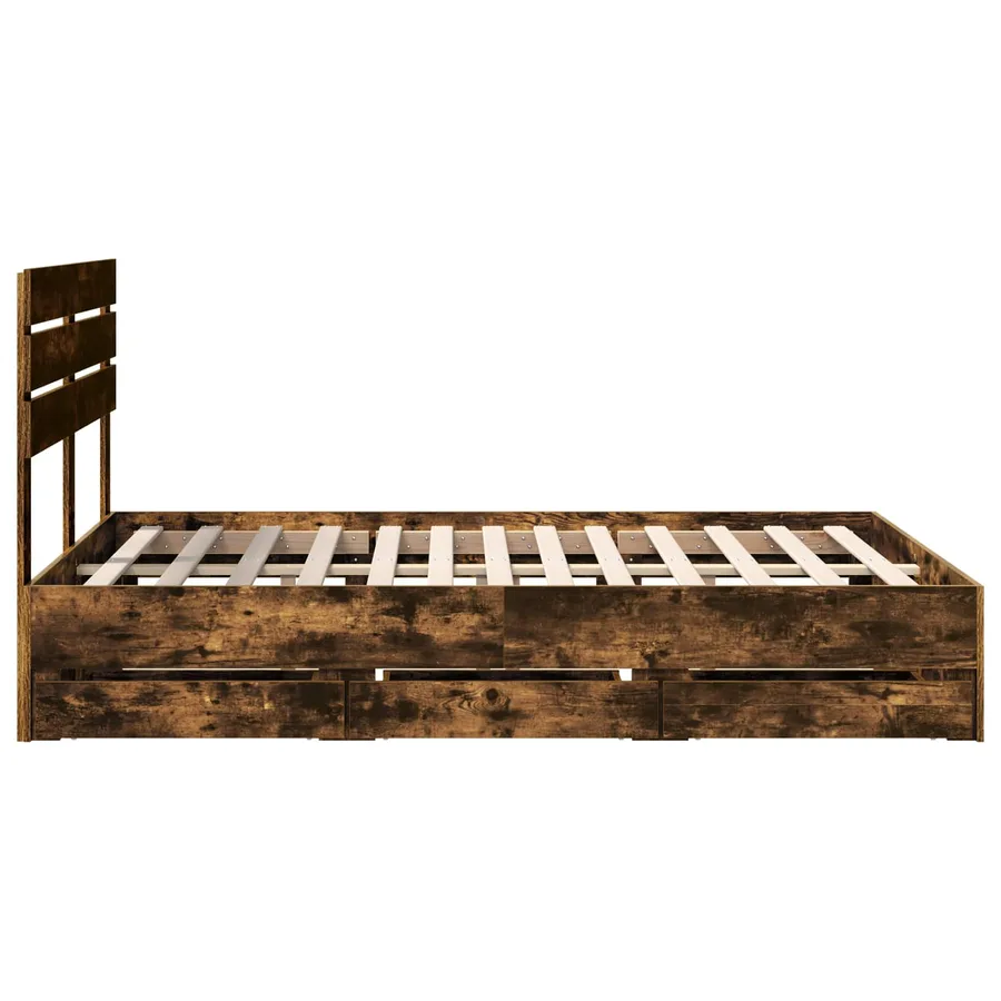 Cadre de lit Chêne fumé 150 x 200 cm Bois Ingénierie - 9