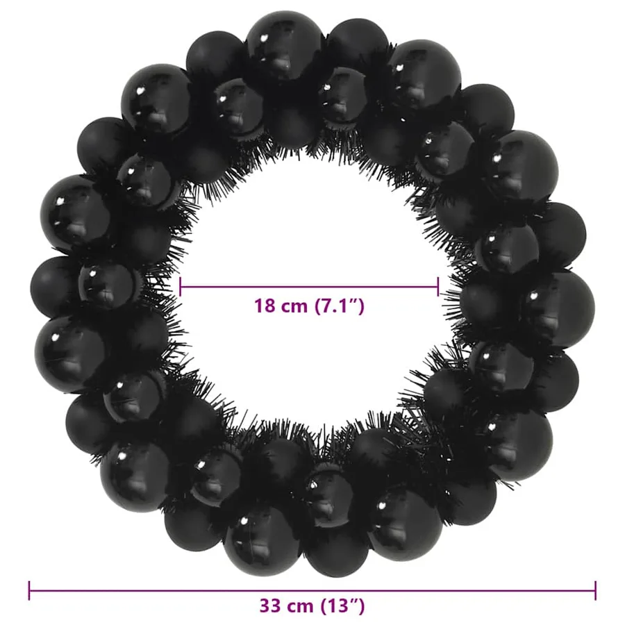 Couronnes de Boules de Noël 2 pcs Noir 33 x 33 x 7 cm - 8