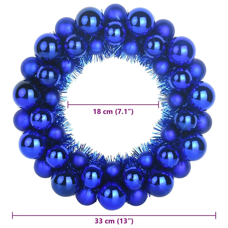 Couronnes de Boules de Noël 2 pcs Bleu 33 x 33 x 7 cm - 8
