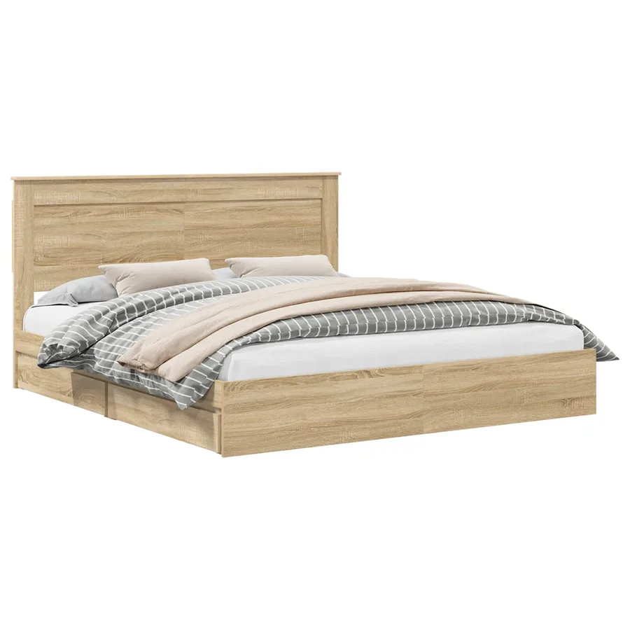 Lit de Rangement Chêne Sonoma 180 x 200 cm Bois d'ingénierie - 2