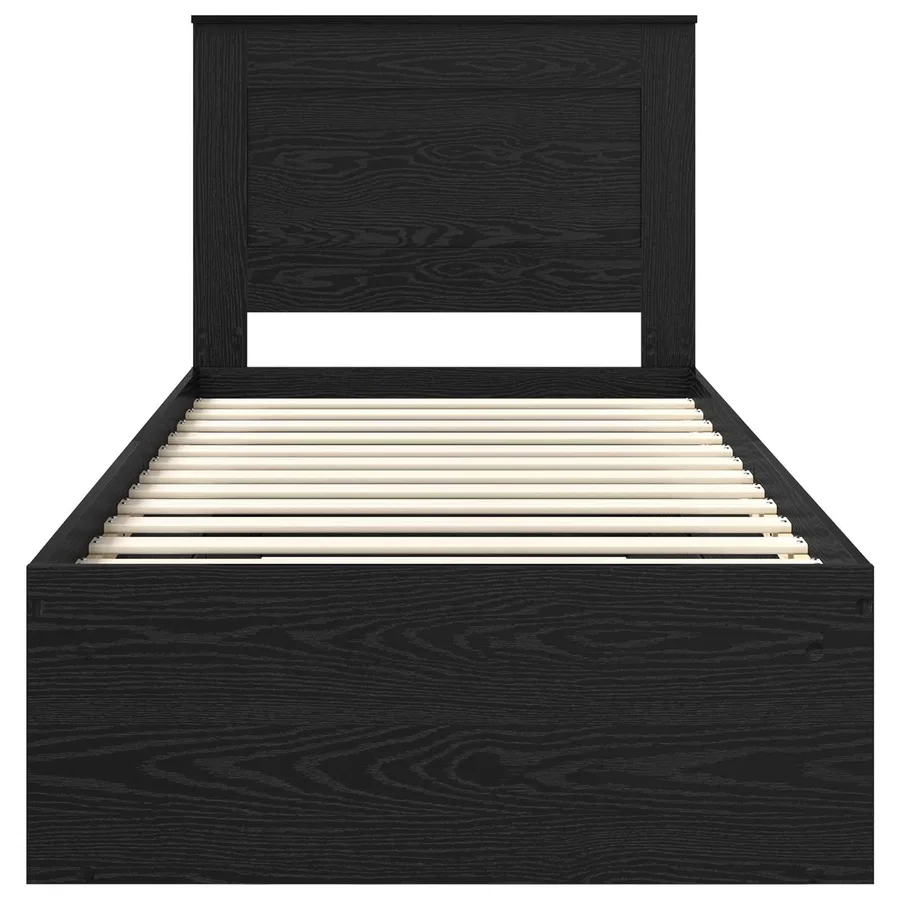 Cadre de lit avec tête de lit Noir 100 x 200 cm Pin massif - 7