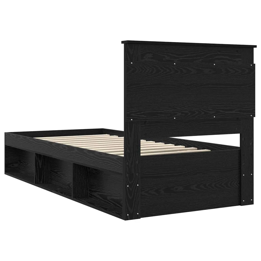 Cadre de lit avec tête de lit Noir 100 x 200 cm Pin massif - 9