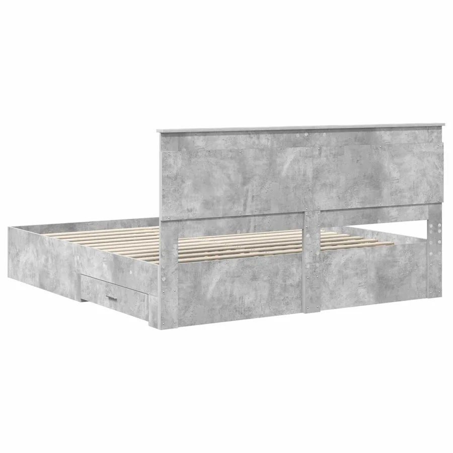 Cadre de lit Gris béton 180 x 200 cm Bois d'ingénierie - 8