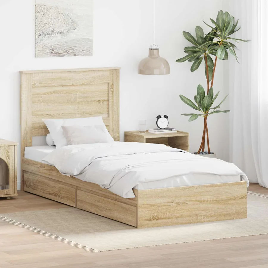 Lit de Rangement Chêne Sonoma 100 x 200 cm Bois d'ingénierie