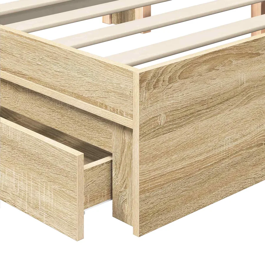 Lit de Rangement Chêne Sonoma 100 x 200 cm Bois d'ingénierie - 11