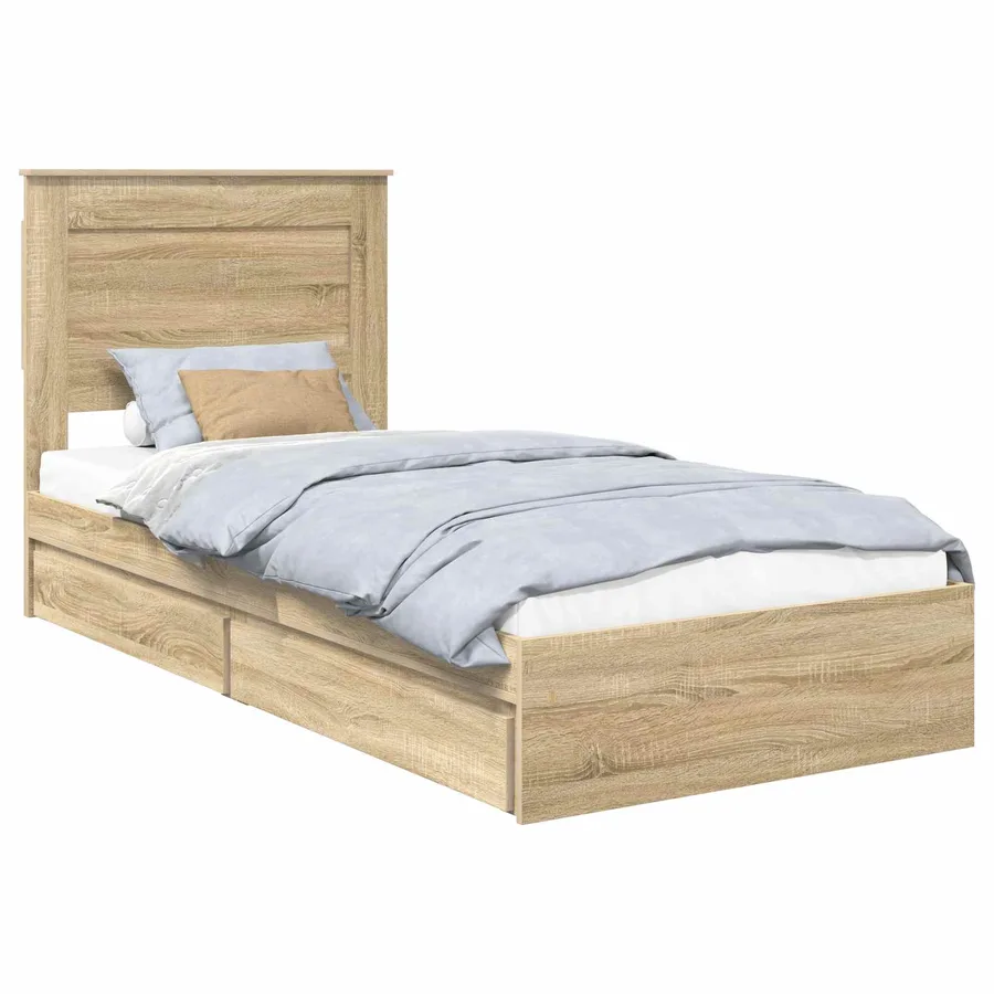 Lit de Rangement Chêne Sonoma 100 x 200 cm Bois d'ingénierie - 2