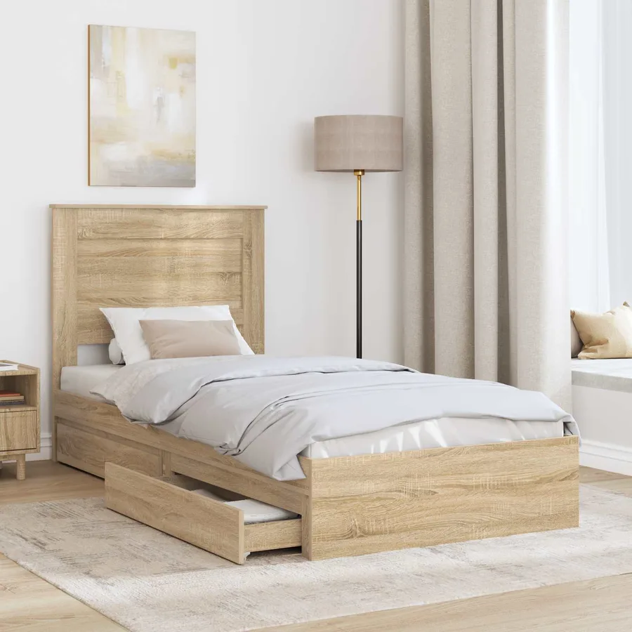 Lit de Rangement Chêne Sonoma 100 x 200 cm Bois d'ingénierie - 3