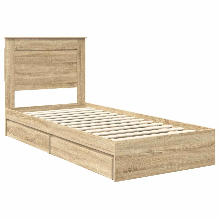 Lit de Rangement Chêne Sonoma 100 x 200 cm Bois d'ingénierie - 4