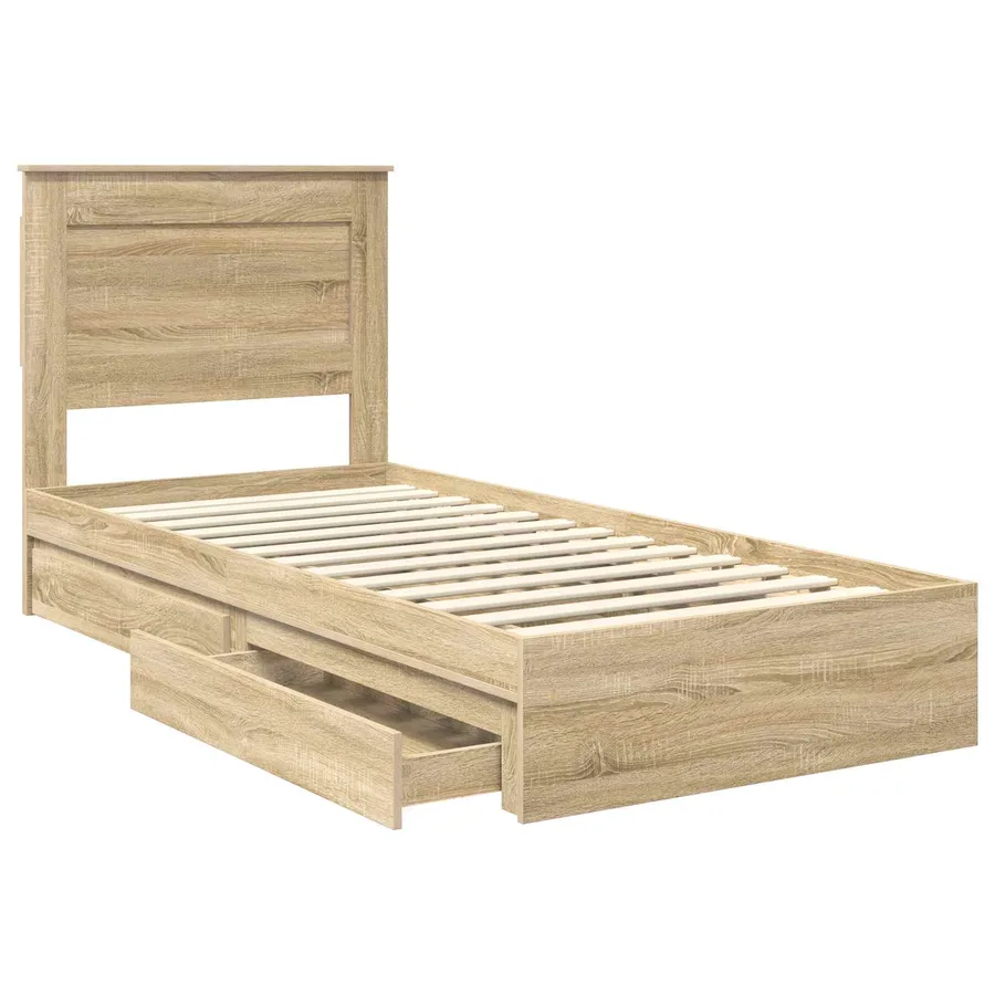 Lit de Rangement Chêne Sonoma 100 x 200 cm Bois d'ingénierie - 5