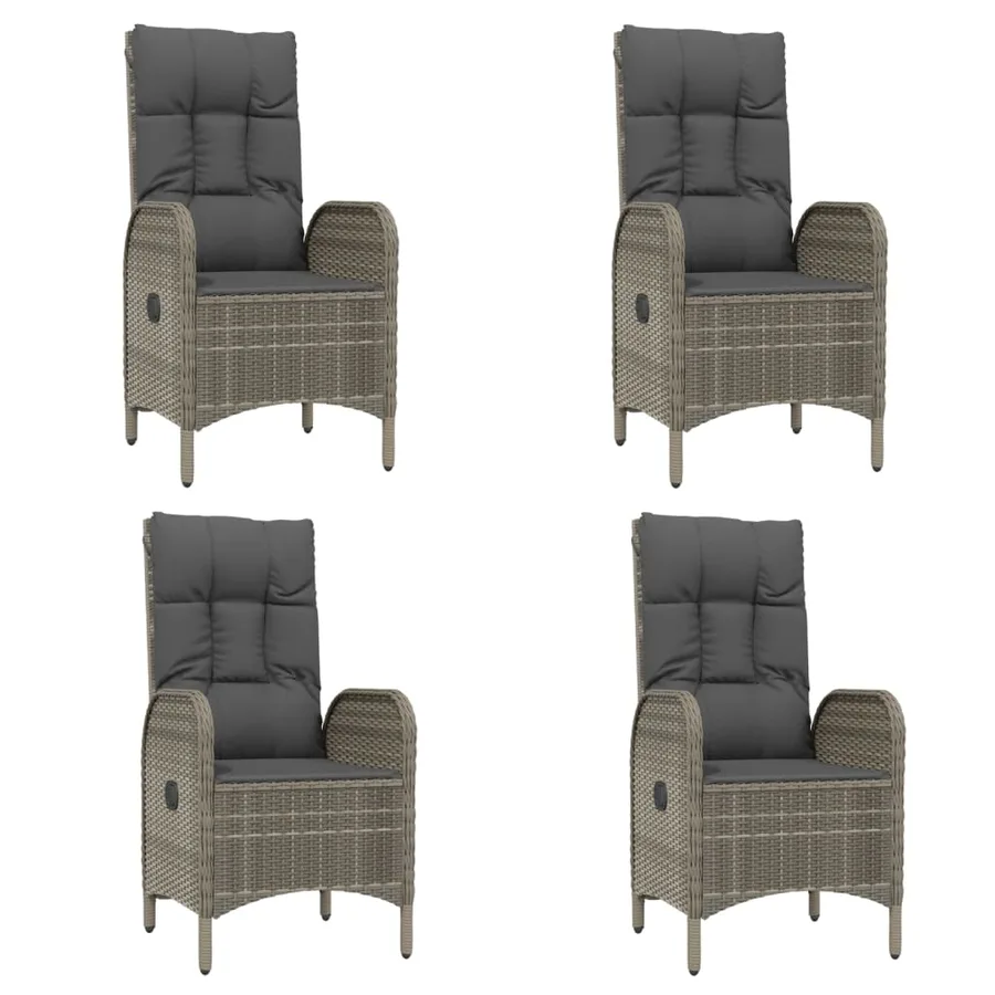 Ensemble à manger jardin et coussins 7 pcs gris rotin - 4