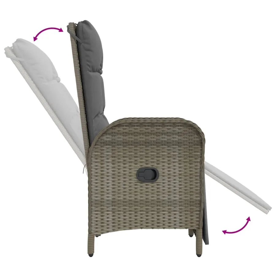 Ensemble à manger jardin et coussins 7 pcs gris rotin - 8