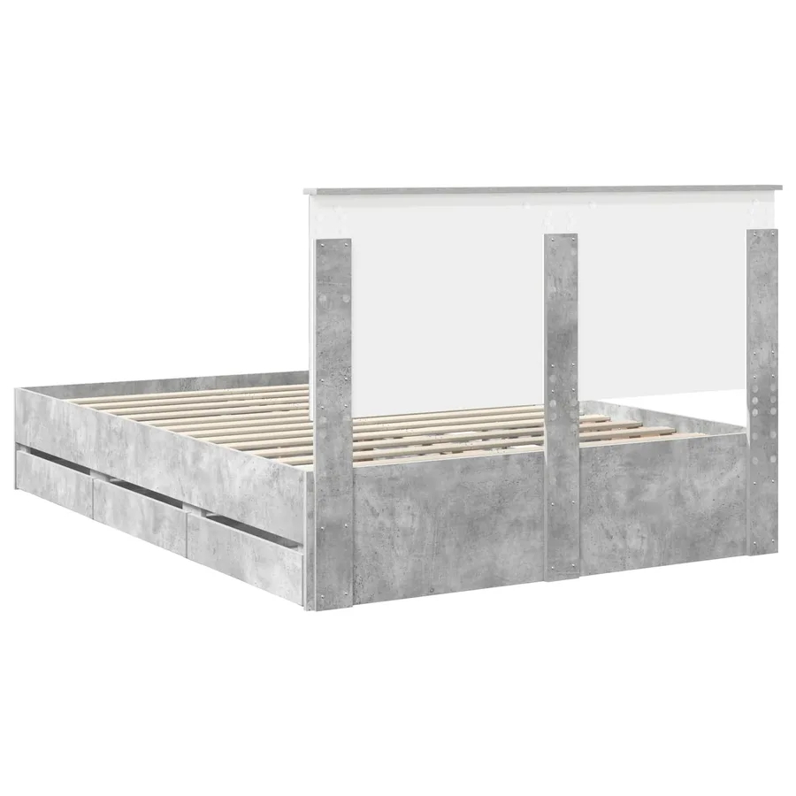 Cadre de lit Gris béton 150 x 200 cm Bois Ingénierie - 8