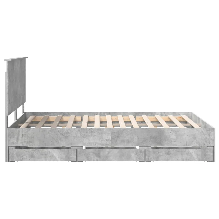 Cadre de lit Gris béton 150 x 200 cm Bois Ingénierie - 9