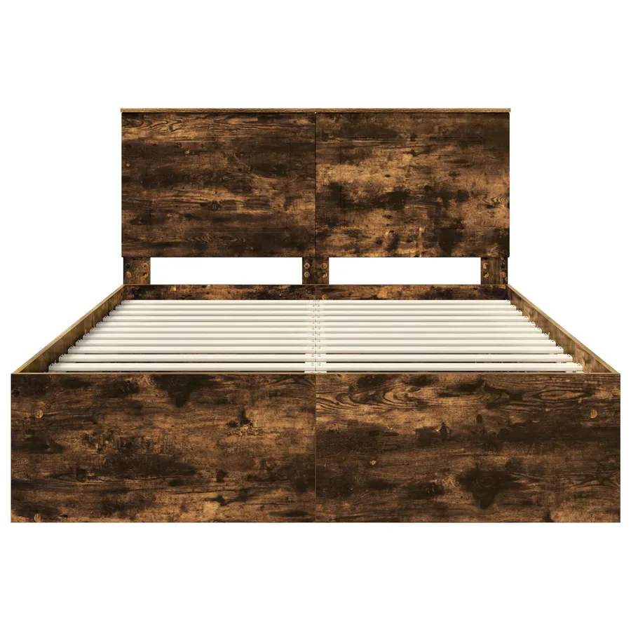 Cadre de lit Chêne fumé 150 x 200 cm Bois de pin massif - 7