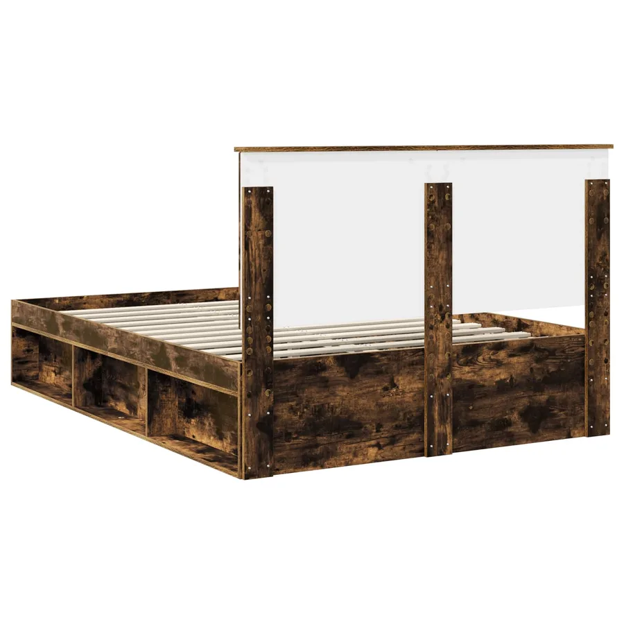 Cadre de lit Chêne fumé 150 x 200 cm Bois de pin massif - 9