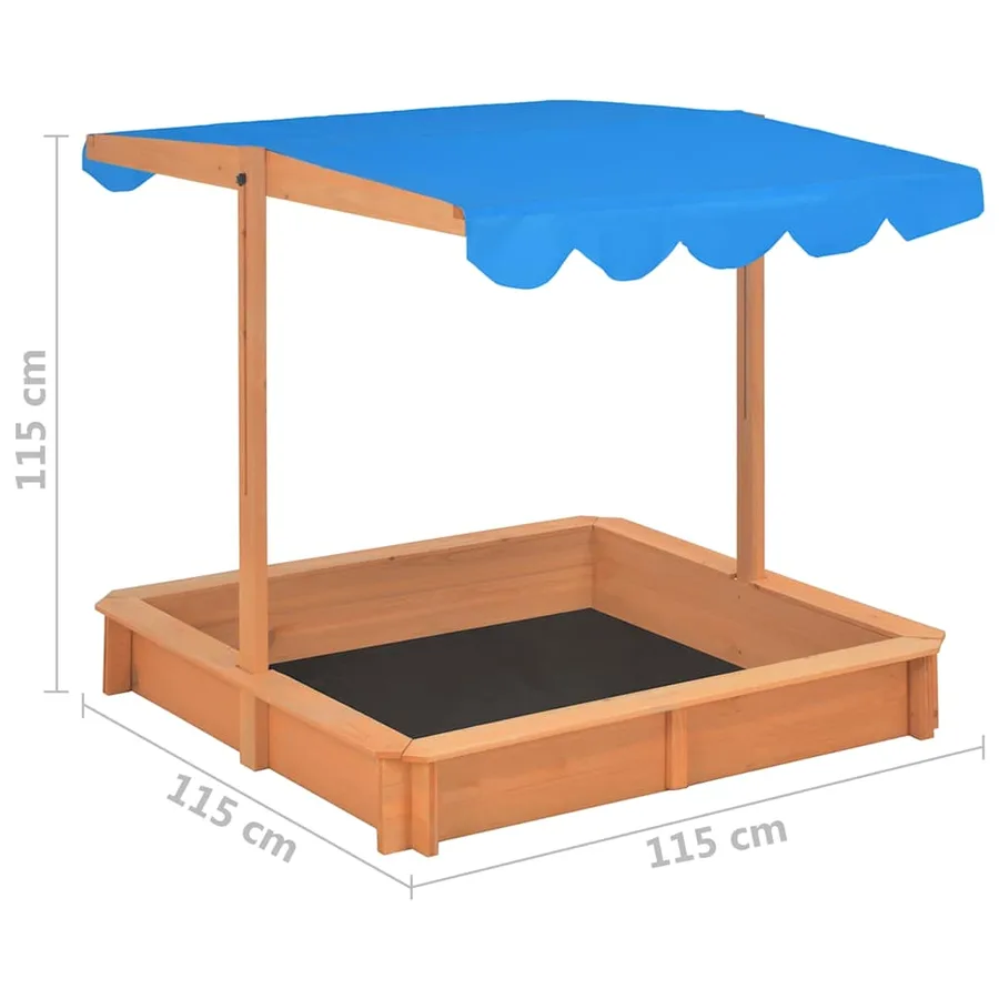 Bac à sable avec toit réglable Bois de sapin 115x115x115 cm - 10