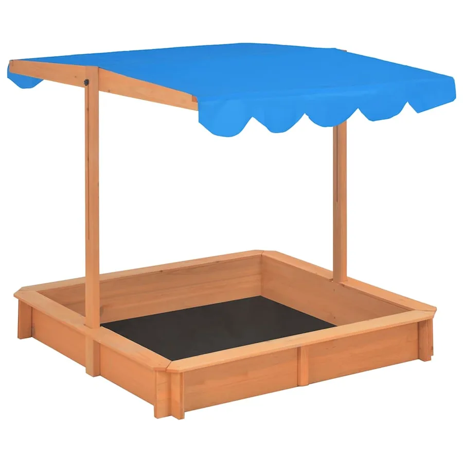 Bac à sable avec toit réglable Bois de sapin 115x115x115 cm - 2